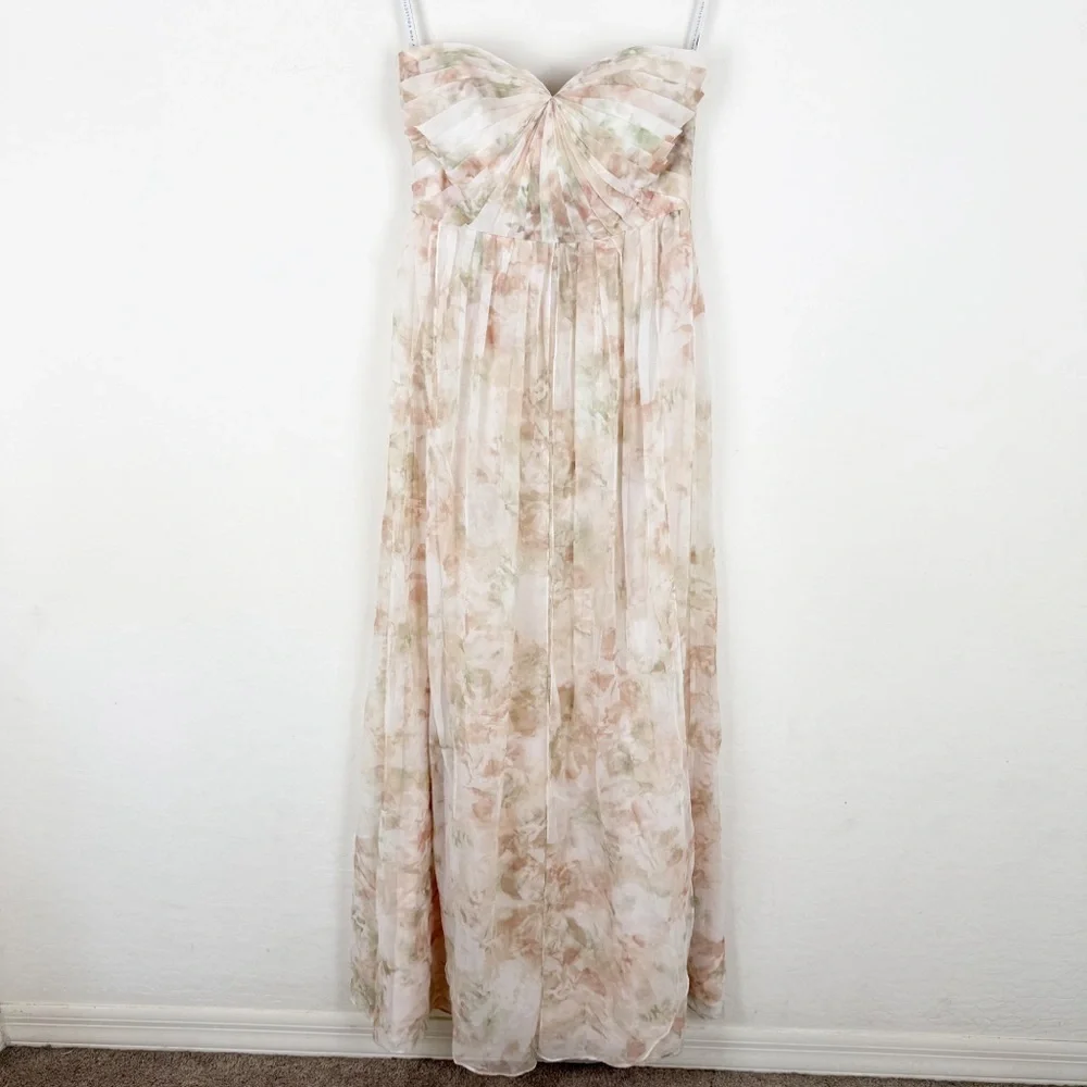 Jenny Yoo Collection Watercolor Nyla Floral Strapless Dress Maxi Bridesmaid